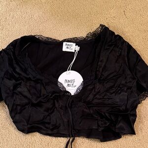 Princess Polly Elegant Black Satin Top
